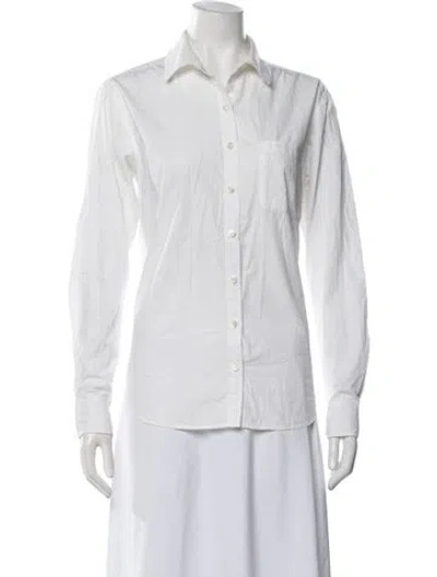 Pre-owned Unsubscribed Long Sleeve Button-up Top In White