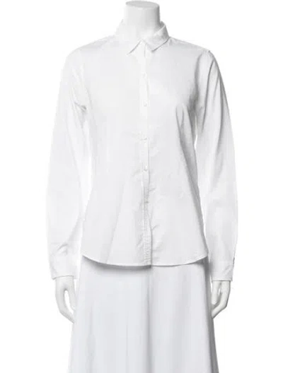 Pre-owned Unsubscribed Long Sleeve Button-up Top In White