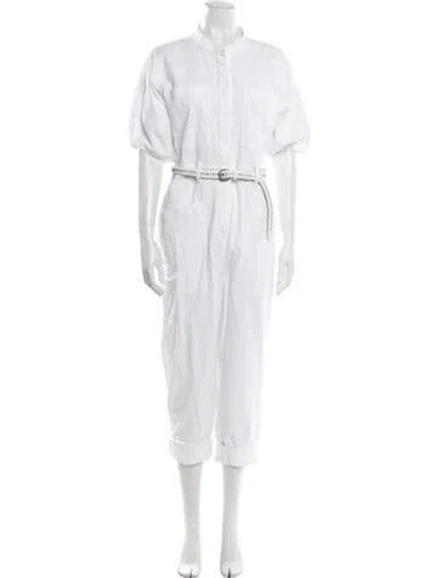 Pre-owned Unsubscribed Mock Neck Jumpsuit In White