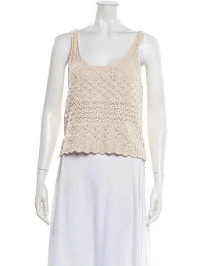 Pre-owned Unsubscribed Patterned Scoop Neck Top In Neutral