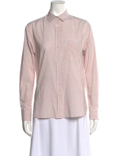 Pre-owned Unsubscribed Plaid Print Long Sleeve Button-up Top In Pink