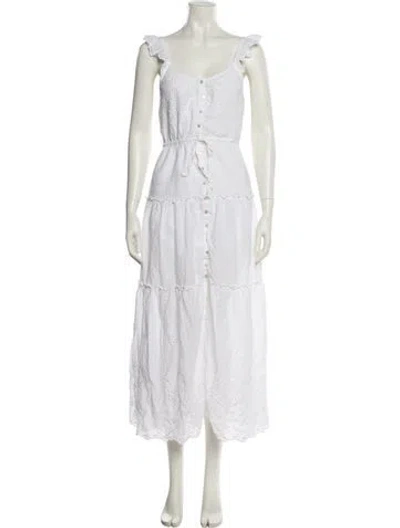 Pre-owned Unsubscribed Scoop Neck Long Dress In White