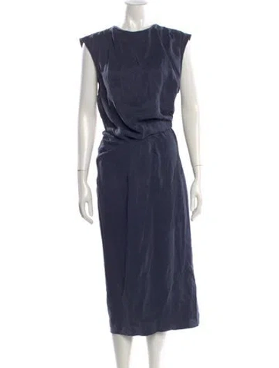 Pre-owned Unsubscribed Silk Long Dress In Blue
