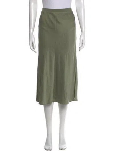 Pre-owned Unsubscribed Silk Midi Length Skirt In Green