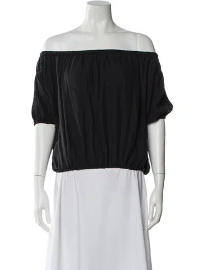 Pre-owned Unsubscribed Silk Off-the-shoulder Blouse In Black