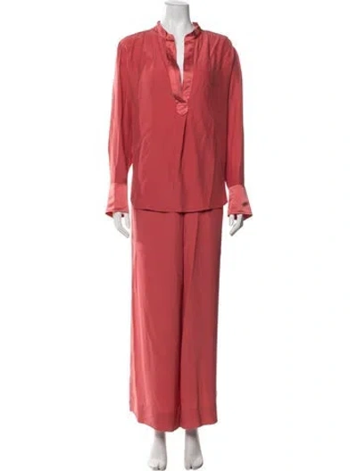 Pre-owned Unsubscribed Silk Pant Set W/ Tags In Red