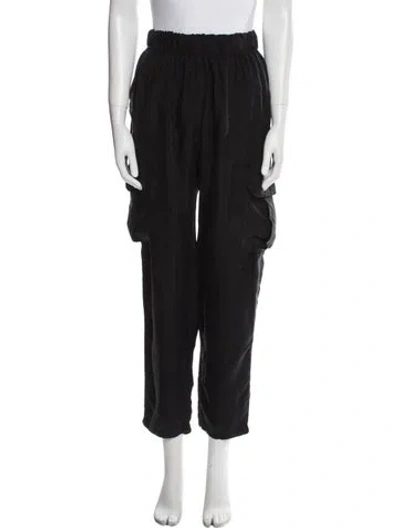 Pre-owned Unsubscribed Silk Straight Leg Pants In Black