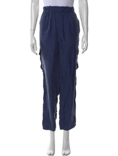 Pre-owned Unsubscribed Silk Straight Leg Pants In Blue