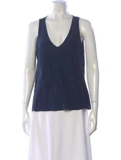 Pre-owned Unsubscribed Silk V-neck Top In Blue