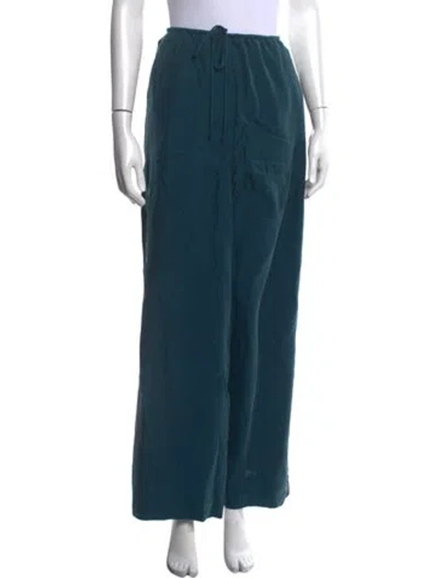 Pre-owned Unsubscribed Silk Wide Leg Pants In Blue