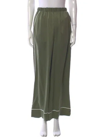 Pre-owned Unsubscribed Silk Wide Leg Pants In Green
