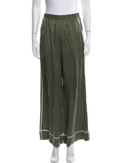 Pre-owned Unsubscribed Silk Wide Leg Pants In Green