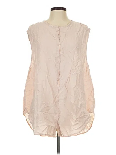 Pre-owned Unsubscribed Sleeveless Button Down Shirt In Tan