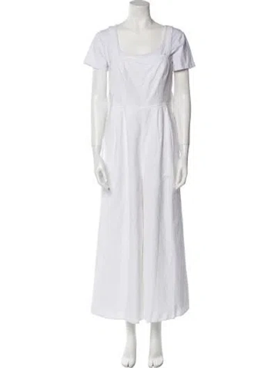 Pre-owned Unsubscribed Square Neckline Jumpsuit In White