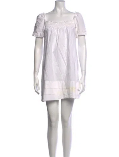 Pre-owned Unsubscribed Square Neckline Mini Dress In White