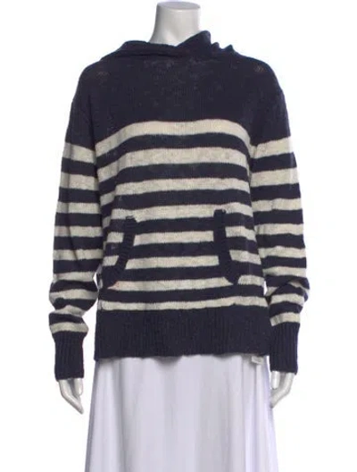 Pre-owned Unsubscribed Striped Crew Neck Sweater In Blue