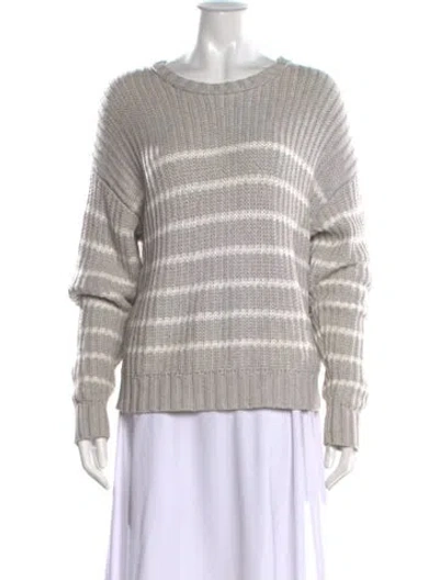 Pre-owned Unsubscribed Striped Crew Neck Sweater In Gray