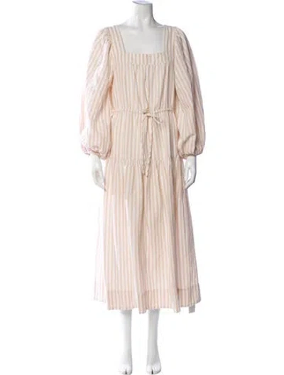 Pre-owned Unsubscribed Striped Long Dress In Neutral