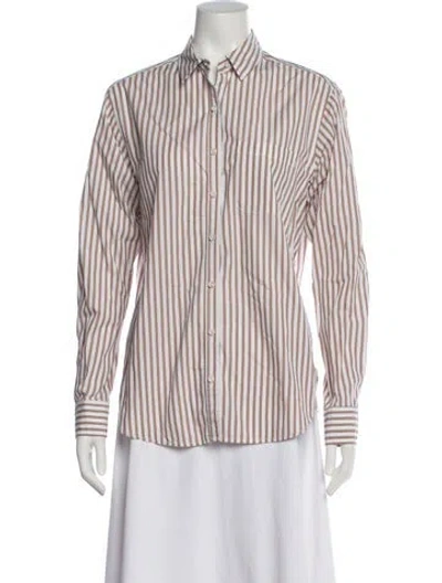 Pre-owned Unsubscribed Striped Long Sleeve Button-up Top In Multi