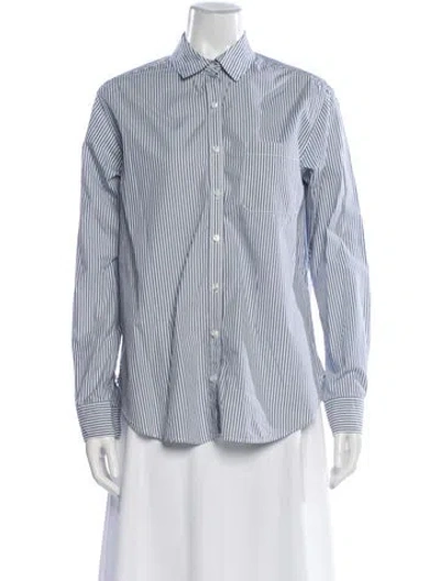 Pre-owned Unsubscribed Striped Long Sleeve Button-up Top In Multi