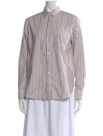 Pre-owned Unsubscribed Striped Long Sleeve Button-up Top In Multi