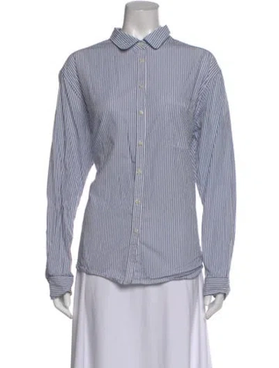 Pre-owned Unsubscribed Striped Long Sleeve Button-up Top In Multi