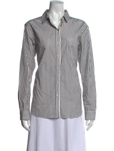 Pre-owned Unsubscribed Striped Long Sleeve Button-up Top W/ Tags In Multi