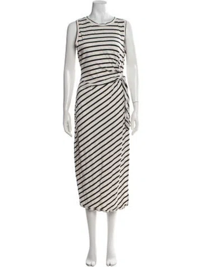 Pre-owned Unsubscribed Striped Midi Length Dress In Neutrals