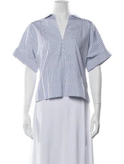 Pre-owned Unsubscribed Striped V-neck Top W/ Tags In White