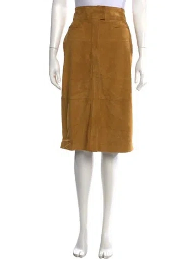 Pre-owned Unsubscribed Suede Midi Length Skirt In Yellow