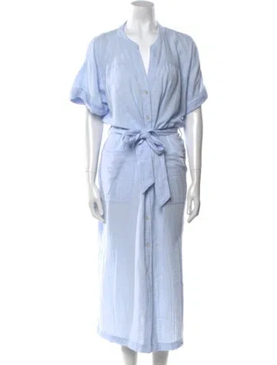 Pre-owned Unsubscribed V-neck Long Dress In Blue