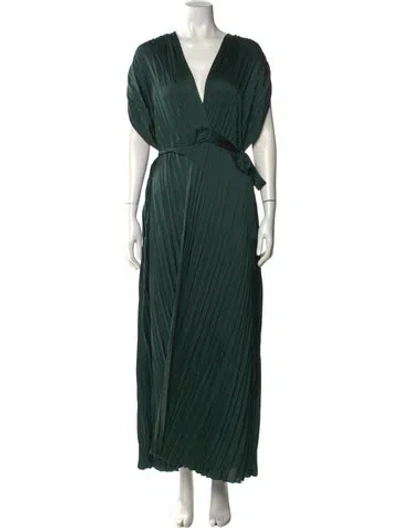 Pre-owned Unsubscribed V-neck Long Dress In Green