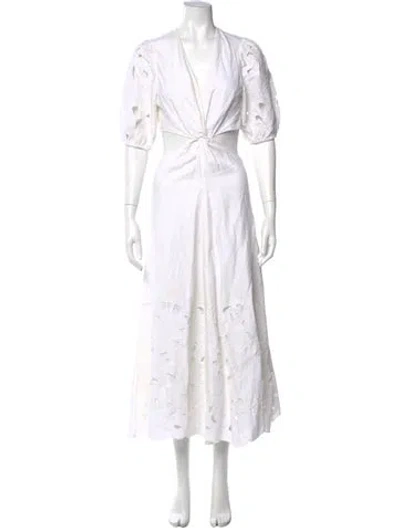 Pre-owned Unsubscribed V-neck Long Dress In White