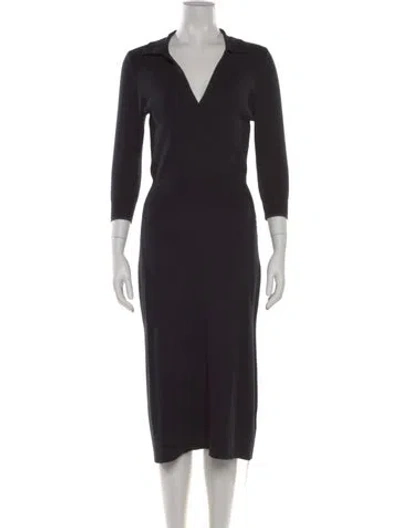 Pre-owned Unsubscribed V-neck Midi Length Dress In Black