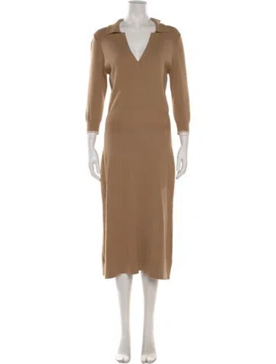 Pre-owned Unsubscribed V-neck Midi Length Dress In Neutral