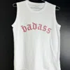 Unsweetened 'badass' Muscle Tank In White/pink In White