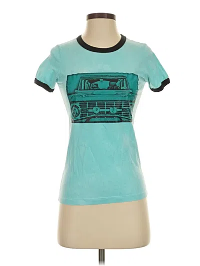 Pre-owned Unsweetened Short Sleeve Top Teal Crew Neck Tops