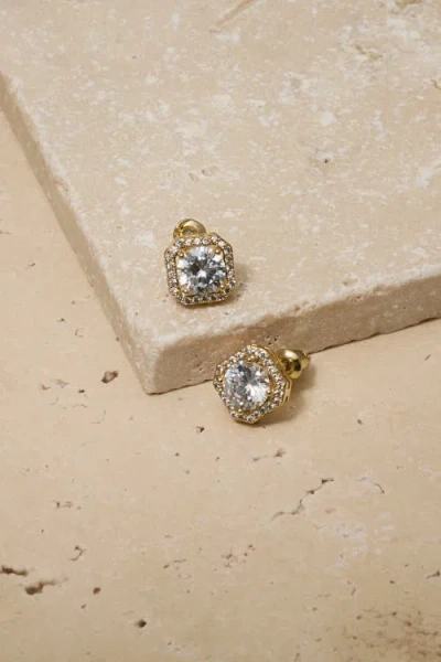 Untamed Petals Adriana Crystal Stud Earrings In Gold