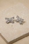 Untamed Petals Alicia Crystal Bow Studs In Metallic