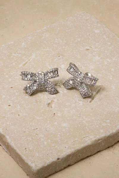Untamed Petals Alicia Crystal Bow Studs In Metallic