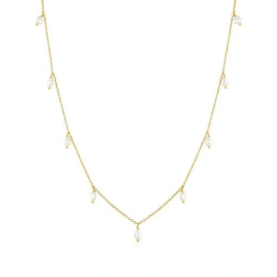 Untamed Petals Angelica Pearl Necklace In Gold