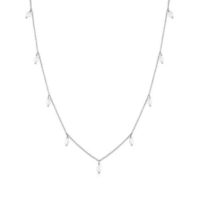 Untamed Petals Angelica Pearl Necklace In Silver
