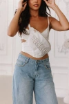 Untamed Petals Bride Varsity Belt Bag In White
