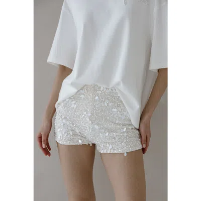 Untamed Petals Calypso Sequin Shorts In White