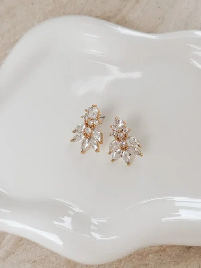 Untamed Petals Carla Crystal Stud Earrings In Gold