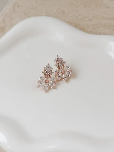 Untamed Petals Carla Crystal Stud Earrings In Gold