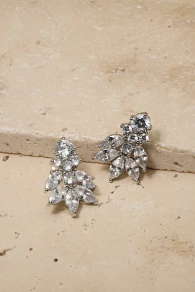 Untamed Petals Carla Crystal Stud Earrings In Silver