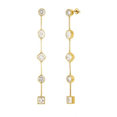 Untamed Petals Carmela Bezel Crystal Drop Earrings In Gold