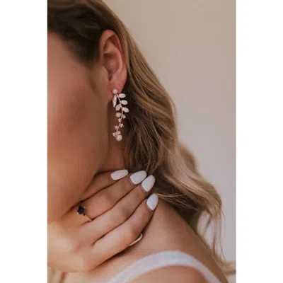 Untamed Petals Danica Pearl And Crystal Drop Earrings In Gold