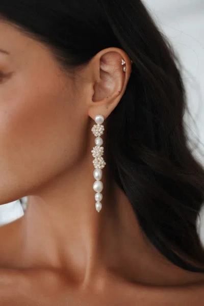 Untamed Petals Darcy Freshwater Pearl Drop Earrings In Gold